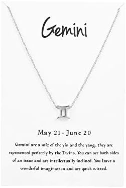 Kambear 12 Constellation Pendant Necklace Zodiac Sign Astrology Silver Tone Chain Message Card Women Jewelry