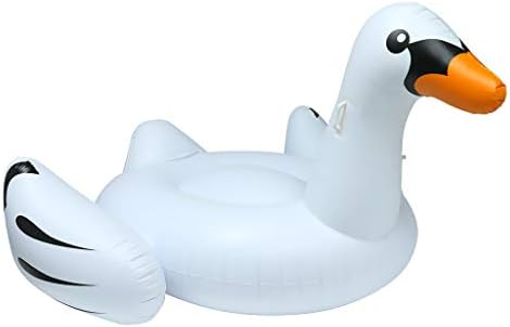 Aumee Swimming Floating, Giant Inflatable Swan Animal Bird Floating Swimming Lounge Pool Ring Suitable for Children and Adult to Pool Parties Beaches etc. (White)