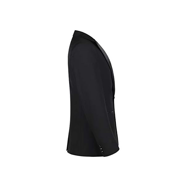 Mens Black Tux Suit Jacket One Button Satin Peaked Lapel Dress Blazer Sport Coat - Image 3