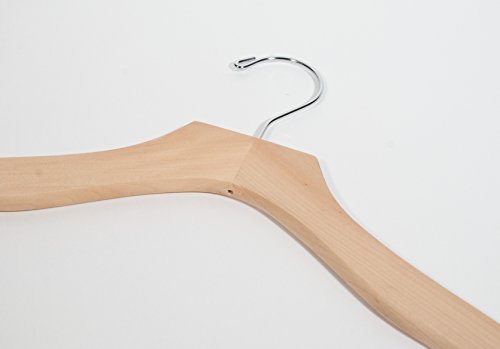 Topline Classic Wood Bridal Dress Hangers - Natural Finish (10-Pack) - Thumbnail 3