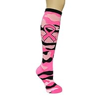 Pink Ribbon Camo Camouflage Breast Cancer Awareness Knee High Socks Sports Teams