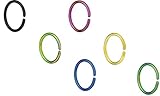 18G Surgical Steel Colored Seamless Nose Ring & Cartilage Hoop with Comfort Round Ends (6 mm - 10 mm)