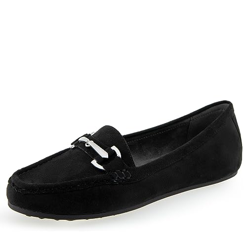 Aerosoles Women’s Day Drive Loafer, Black Faux Suede, 6.5 Wide
