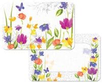 Heritage Garden Flowers and Butterflies Reversible Vinyl Placemats Set of Four