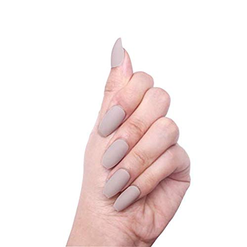96Pcs Colorful Coffin Nails Full Cover Medium Ballerina Matte False Gel Nails Art Tips Sets (Caramel Macchiato)
