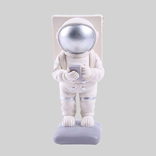 MQW 5.5913cm Creative Spaceman Astronaut Mobile Phone Bracket Home Resin Crafts Study Decoration Resin Decoration Delicate and Beautiful (Color : Silver)