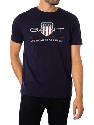 Hombre Camiseta con Escudo Normal, Evening Blue, L