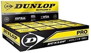 Racketworld Dunlop Pro Squash Ball - 1 Dozen Double Yellow Dot, Black