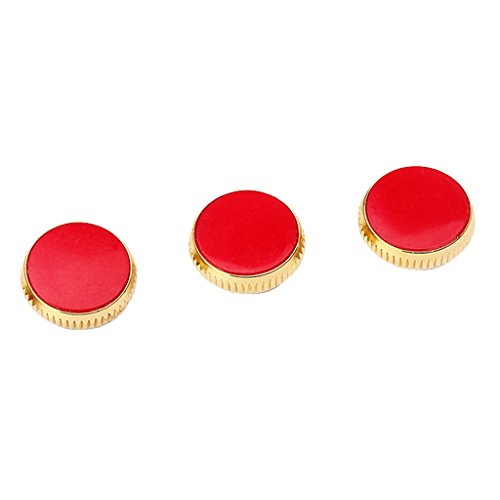 3 Pieces Gold Plated Red Stone Inlays Trumpet Finger Buttons Brass Instrument Accessories - Thumbnail 3