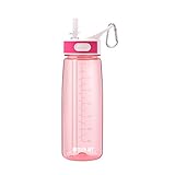 BOTTLED JOY BPA Free Tritan Bite Valve Water Bottle with Straw and Handle, Wide Mouth 100% Leak Proof Camping Water Bottles 27oz 800ml