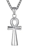Stainless Steel Coptic Ankh Cross Religious Pendant Necklace, Unisex, 24