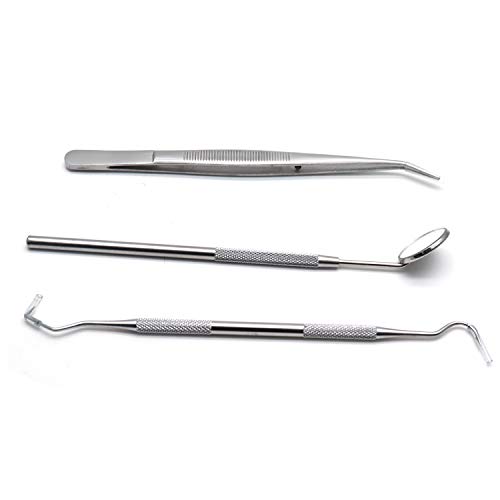 Yoohey Dental Tools Stainless Steel Dental Hygiene Kit Mouth Mirror Cleaning Tools - Set of 3pcs