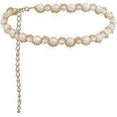 Holibanna Pearl Chain Waist Belt Pearl Alloy Waist Chain Body Chain for Women Jeans Dresses