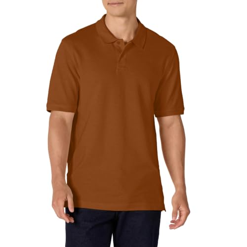 Polo en Piqué de Coton à Manches Courtes, Coupe Classique (Disponible en Grande Taille) Homme, Caramel, L