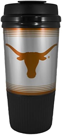 GameDay Novelty NCAA Texas Longhorns Insulated Platinum Gripper Travel Tumbler with No Spill Flip Lid, 16 oz