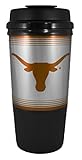 GameDay Novelty NCAA Texas Longhorns Insulated Platinum Gripper Travel Tumbler with No Spill Flip Lid, 16 oz