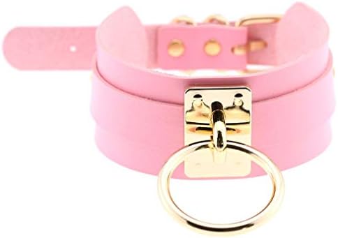 Bystar Men Women Alloy Choker Punk Rock Gothic Leather Large O-Ring Collar Necklace Multicolor Optional