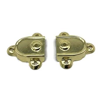 Trunk Hardware - Brass Plated Trunk Handle Loop Cup with Nail Holes | Furniture Hardware Mainly for Slotted Trunk Handles & Cabinets, Dressers | TKH-74 (2)