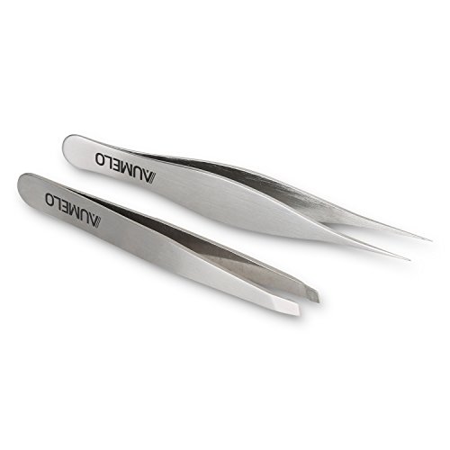 Tweezers Set 2 Pack Stainless Steel Tweezer with Travel Case Best