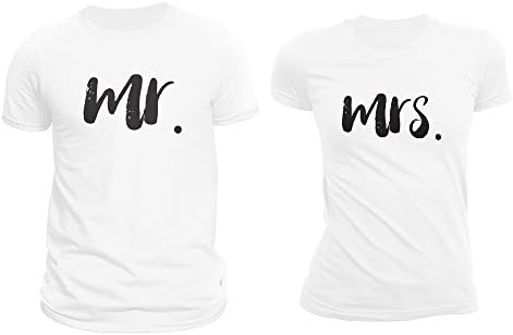 Mr. &amp; Mrs. Matching Couple T-shirts White Set of 2