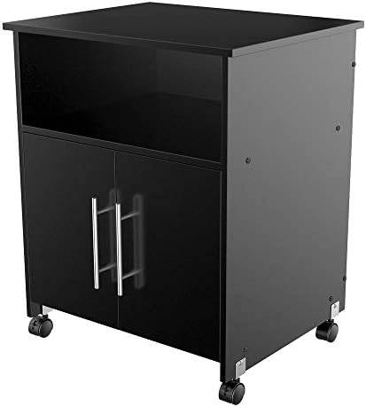 Go2buy Rolling Printer Stand Collection Desk Home Office Storage Cabinet Cart Black