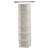 Household Essentials 6-Shelf Hanging Closet Organizer with Plastic Shelves for Adults and Kids - Beige / Off-White Canvas (Kitchen)