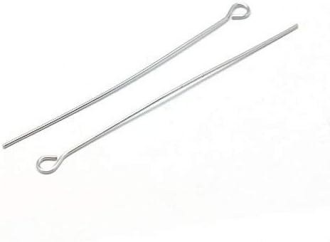 DanLingJewelry Approx 100Pcs Stainless Steel Eye pins Head Pins Findings Open Eye Pin 24-Gauge Jewelry Making(Approx 50mm Long,Pin:0.6mm,Hole:2mm)