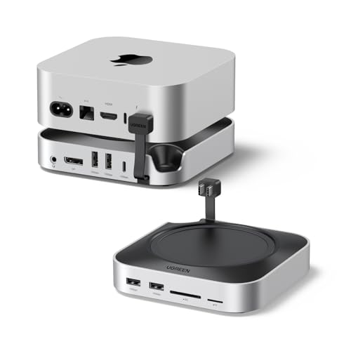 UGREEN Mac mini M4 Dock mit DisplayPort(4K@240Hz max.) für Dual-Monitor-Setups, 10Gbps USB-Anschlüssen, 8TB M.2 NVMe SSD-Slot, SD/TF-Kartenleser & 3,5mm Audio Kompatibel mit Mac mini M4/M4 Pro 10