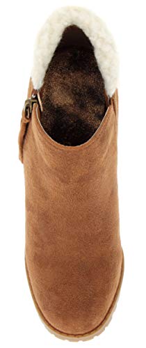Sugar Women's Ladie Wedge Bootie with Buckle Ankle Boot 7 Brown