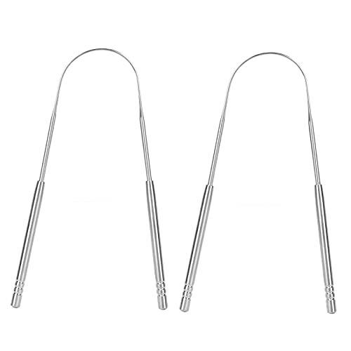 Raspador de Lengua Acero Inoxidable (2 Unidades), Elimina Mal Aliento para Higiene Bucal | 2 Unidades Limpiador de Lengua, Raspador de Lengua Acero Inoxidable para Reduce el Mal Aliento y Higiene Bucal