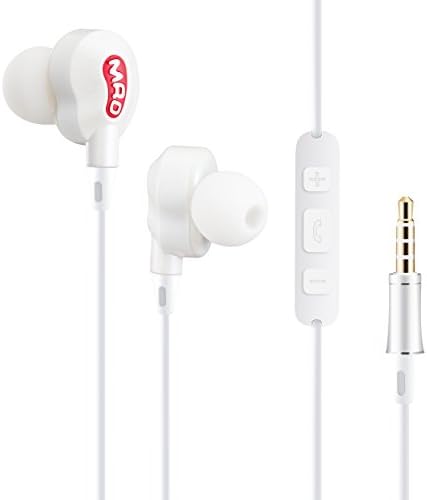 White Earphone with Microphone In-ear Headphone with Hifi Power Bass Dynamic Driver Earbuds for iPhone Samsung Apple Androids Cable Tangle Free