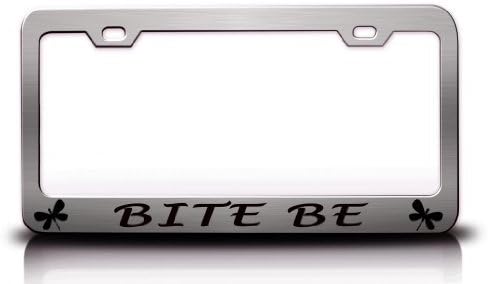 Tollyee BITE BE with Dragonfly Design Life is Good Steel Metal Chrome License Plate Frame