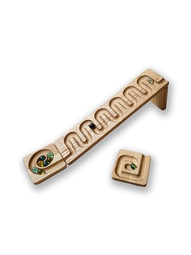 Marble run race marble machine wooden maze board ball run Marble course gift for kids marble run race winding track marble roller (River)