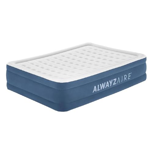 Bestway AlwayzAire 2 Seater Inflatable Mattress with Built-in Double Electric Pump - 203cm x 152cm x 46cm - Light Grey/Blue