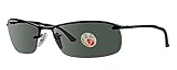 Ray-Ban Men's RB3183 Sunglasses (Shiny Black Frame Polarized Solid Black Lens, Shiny Black Frame Polarized Solid Black Lens)
