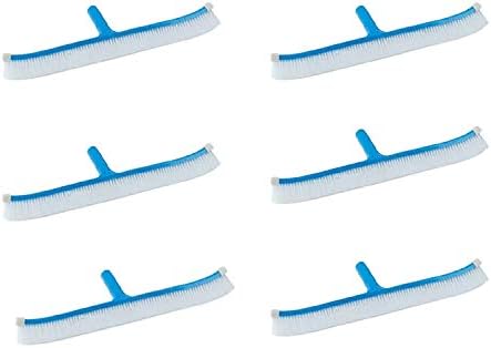 MRT SUPPLY 18" Curved Brush Molded Back End Cap White Nylon Bristles (6 Pack) with Ebook