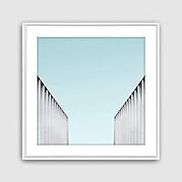 Framed Canvas Wall Art Geometric Building Canvas Prints Home Artwork Decoration for Living Room,Bedroom - 16x16 inches