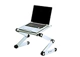 Portable Adjustable Aluminum Laptop Desk/Stand/Table Vented Notebook-Macbook-Ultra Light Weight Ergonomic TV Bed Lap Tray Stand Up/Sitting-Silver