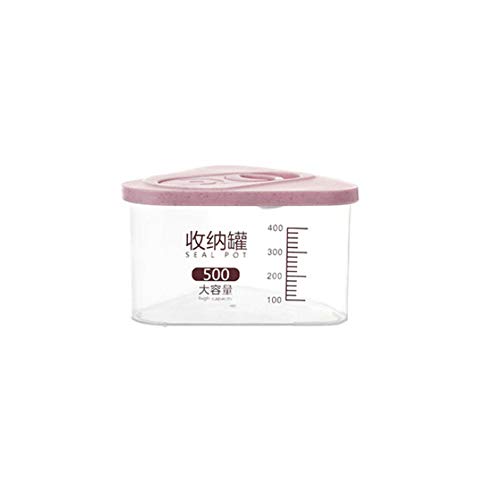 yanQxIzbiu Storage Container Premium Plastic Kitchen Food Cereal Grain Bean Rice Storage Box Triangle Container Case - Pink 500ml