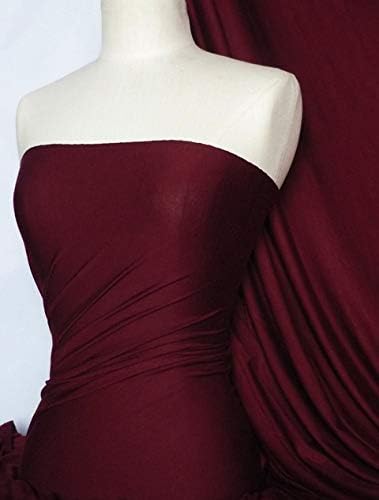 Viscose Rayon Lycra Jersey Fabric | Soft & Stretchy Ringspun Dressmaking Material | 150 cm Wide | Sold by The Metre | 50+ Colours in Stock | by Tia Knight (Q300) (Wine, 1 Metre)