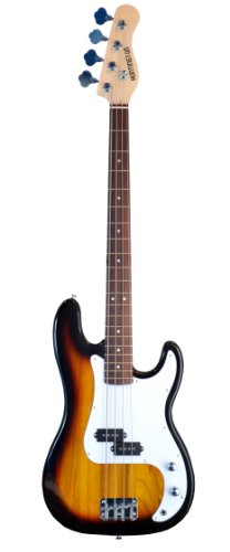 Full-Size-Sunburst-4-String-Precision-P-Electric-Bass-Guitar-SUNBURST-with-10-Watt-Bass-Amplifier--Gig-Bag-and