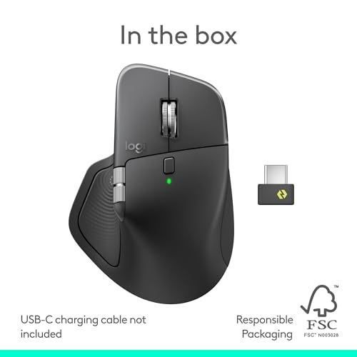 LOGITECH MX MASTER 4, ERGONOMIC WIRELESS MOUSE WITH ADVANCED PERFORMANCE HAPTIC FEEDBACK, ULTRA-FAST SCROLLING, USB-C CHARGING, BLUETOOTH, WINDOWS, MACOS – GRAPHITE