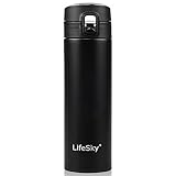 LifeSky Stainless Steel Double Wall Vacuum Insulated Coffee Mug, 16-Ounce, Black