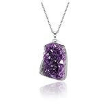 Jovivi Natural Amethyst Cluster Crystal Necklace