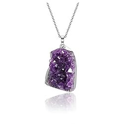 Jovivi Natural Amethyst Cluster Crystal Necklace