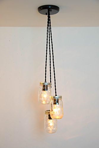 Mason Jar Chandelier 3 Clear Jars Pendant Light