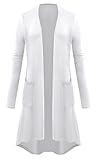 Long Cardigan with Pocket Long Sleeves for Women 2X-Large White