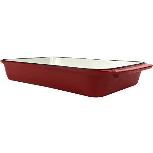 2.9 Qt Enameled Cast Iron Rectangular Roaster, Casserole Dish, Lasagna