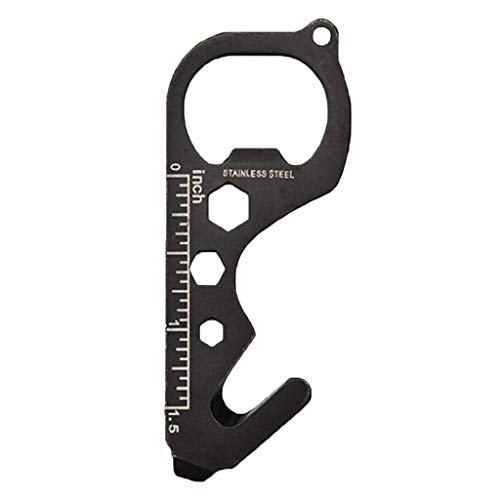 Sihand Bottle Opener Keychain Pliers Keychain Stainless Steel Multi-Function Tool Card Opener Pocket Tool (Black) - Thumbnail 7
