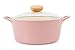 Neoflam Retro 5qt Non-Stick Ceramic Coated Stockpot with Integrated Steam Vent, Silicone Hot Handle Holder Included, Saute Pot, Casserole, Dutch Oven, 5-QT w/Glass Lid, Pink